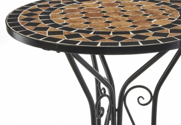 Mosaik Mediterran Tischgruppe inkl. 2 Stühle aus Metall