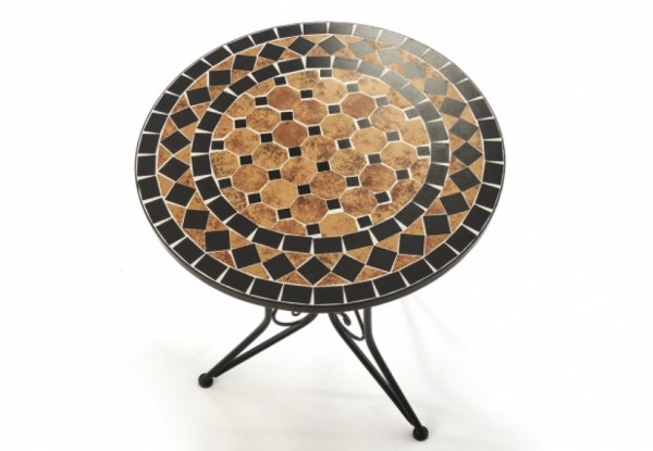Mosaik Mediterran Tischgruppe inkl. 2 Stühle aus Metall