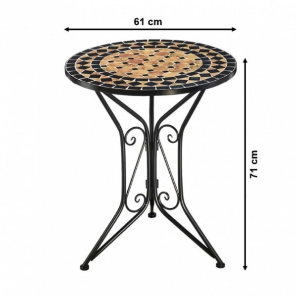 Mosaik Mediterran Tischgruppe inkl. 2 Stühle aus Metall