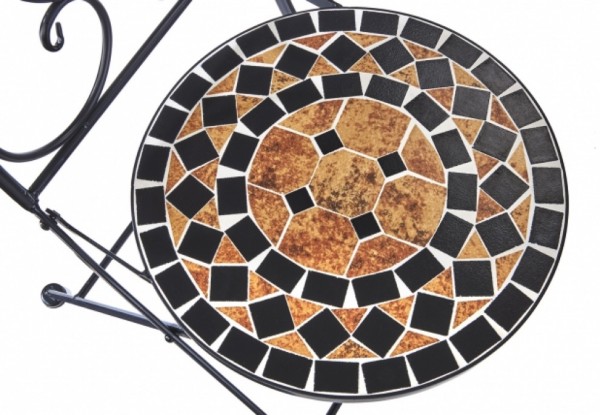 Mosaik Mediterran Tischgruppe inkl. 2 Stühle aus Metall