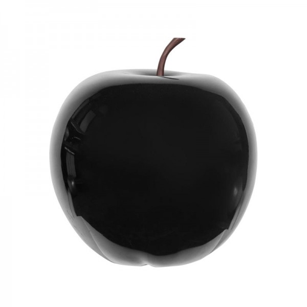 Apfel schwarz - apple fruit ein Kunstobjekt aus Fiberglas und Steinpulver