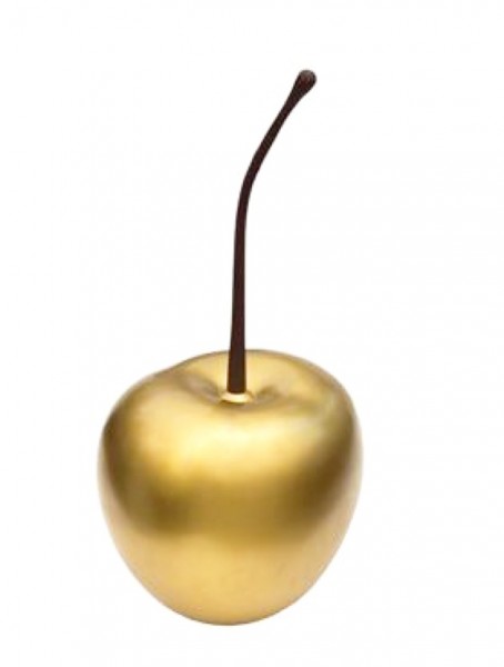 Kirsche gold - cherry fruit ein Kunstobjekt aus Fiberglas und Steinpulver