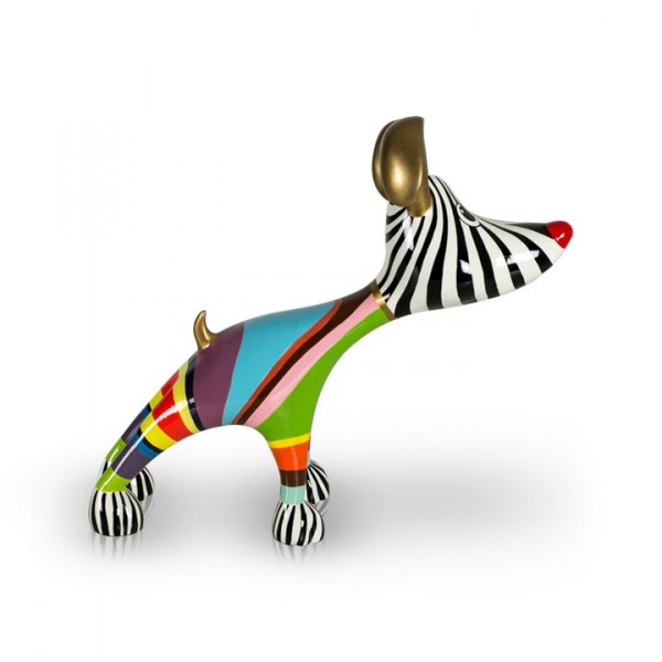Deko Hund aus Fiberglas - Stretching Dog Billie Multi Color Gold