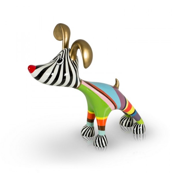 Deko Hund aus Fiberglas - Stretching Dog Billie Multi Color Gold