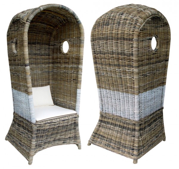 Rattan Strandkorb 75 cm mit Kissen