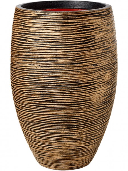 Pflanzvase Elegant low - Capi Nature Tutch Rib NL gold-schwarz