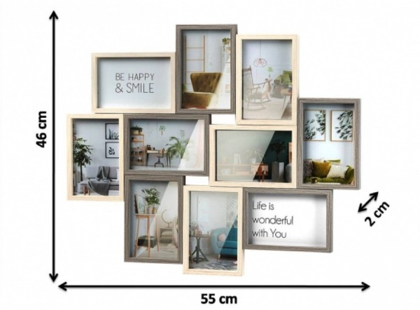 Gray Holz Bilderrahmen Collage für 10 Bilder