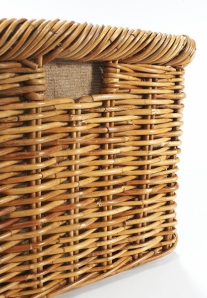 Lacak Rattan Holzkorb eckig mit abnehmbarem Leinenstoff