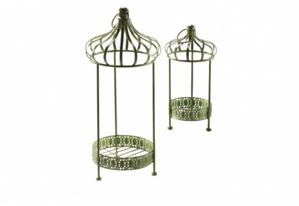 Metall Blumenständer grün - 2er Set
