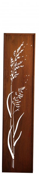 Rostmetall Stele 148 x 32 cm - Gräser Motiv