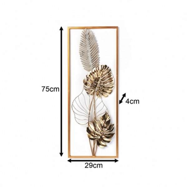 Metall Wandbild Golden Monstera 75 cm