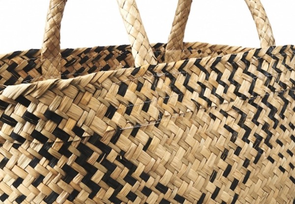 Seegras Tasche schwarz natur 45 cm