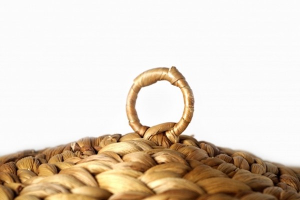 Nature Wäschekorb rund mit Deckel aus Wasserhyazinthe