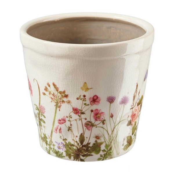 Fleurs Topf mit Blumenmuster aus Keramik 16 cm