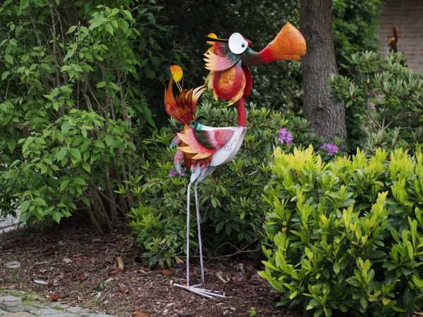 Bunter Vogel aus Metall 140 cm