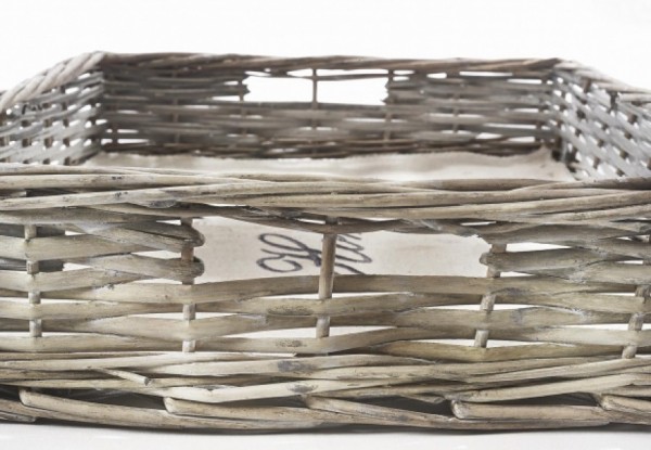 Tablett Home aus Weide mit Holzboden