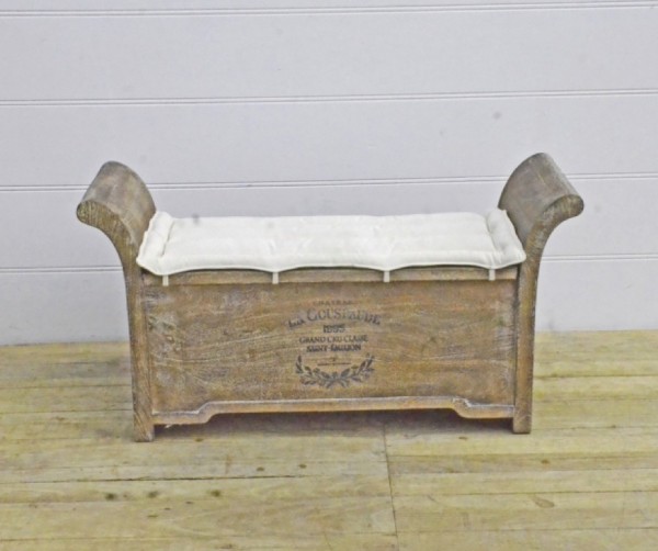 Canvas Sitzbank aus Holz braun mit Kissen 120 cm