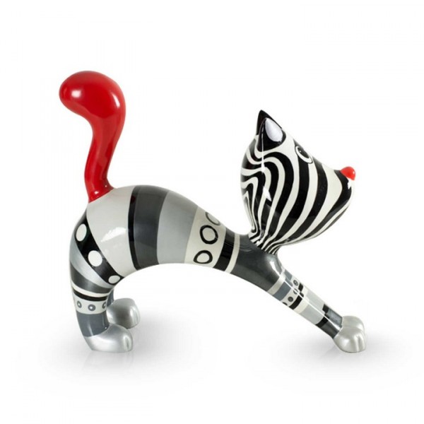 Deko Katze aus Fiberglas - Stretching Cat Hille Silverline