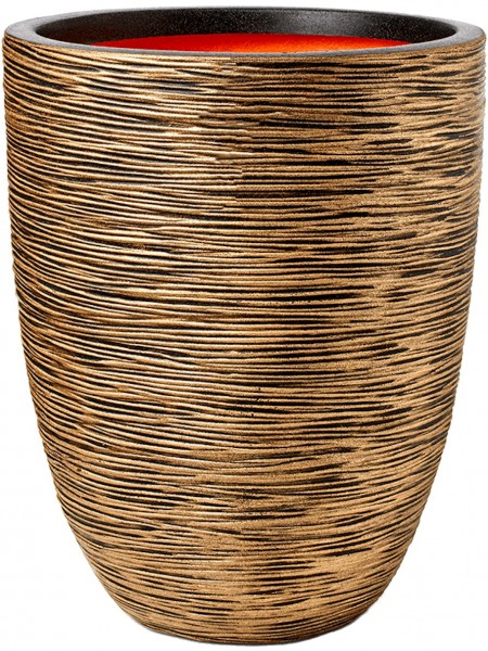 Pflanzvase Elegant low - Capi Nature Tutch Rib NL gold-schwarz