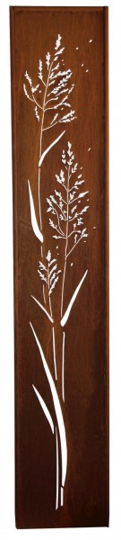 Rostmetall Stele 180 x 32 cm - Gräser Motiv