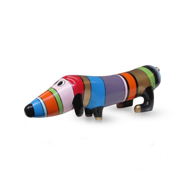 Hund aus Fiberglas - Hot Dog Rainbow Gold