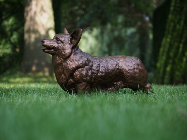 Corgi Hund als Bronzeskulptur 62 cm