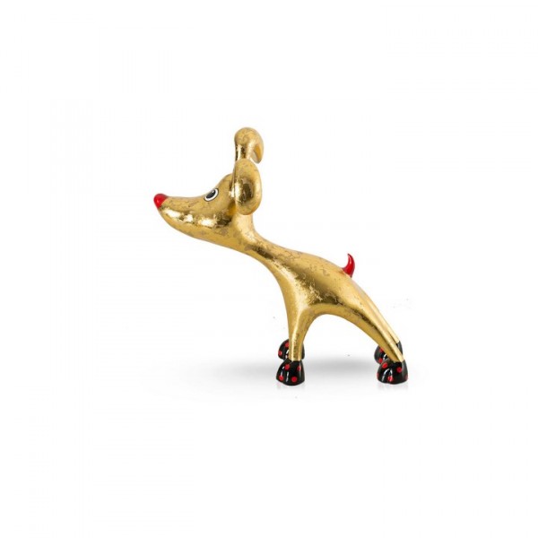 Deko Hund aus Fiberglas - Stretching Dog Billie Fresh Gold