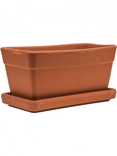 Terracotta Balkonkasten mit Unterteller als Set