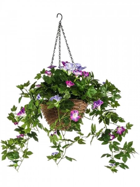 Petunia Purple blühend im Hängekorb 45 cm - Kunstpflanze