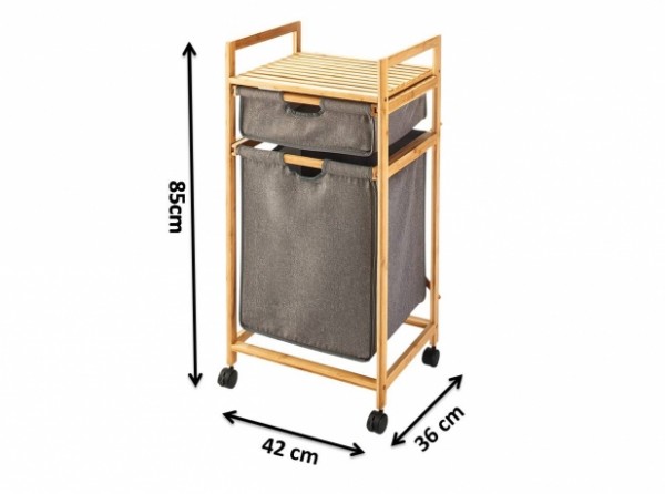 Bambusgestell Wäschesortierer mit 2 Fächer