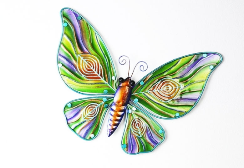 Peaca Deko Schmetterling aus Glas und Metall