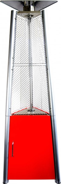 Cheops Pyramide Edelstahl Terrassenfeuer - Flammenheizer rot