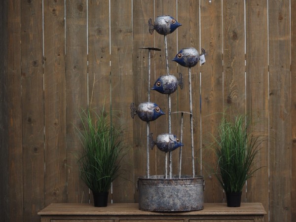 Rostmetall Schale mit Fischen 122 cm