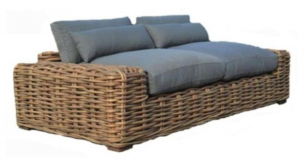 Rattansofa 220 cm mit Kissen
