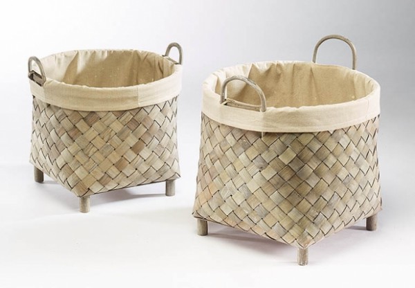 Dekokorb Jule rund 2er Set Chipwood grey-washed