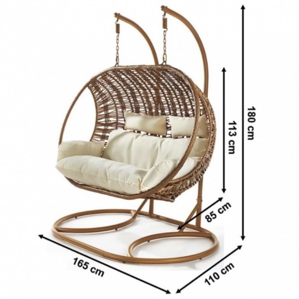 Makena Zweisitzer Hängekorb aus Polyrattan - Komplettset