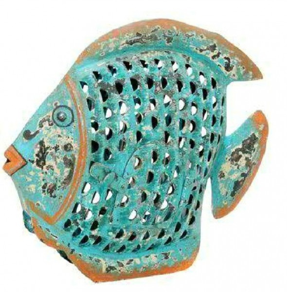 Seaside Metall Fisch türkis-blau