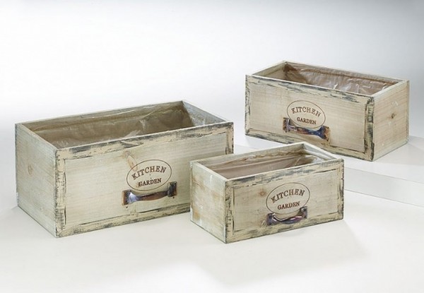 Schublade zum Beplfanzen Holz 3er Set - Kitchen Garden