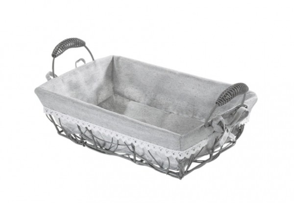 Landfreiheit Drahtschale mit grauen Textilstoff