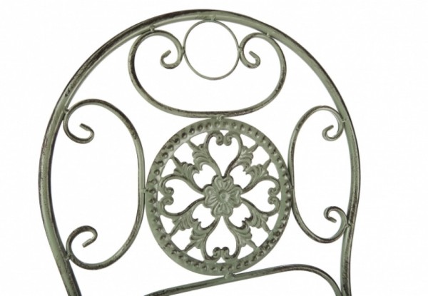 Antiquegreen Tischgruppe inkl. 2 Stühle aus Metall