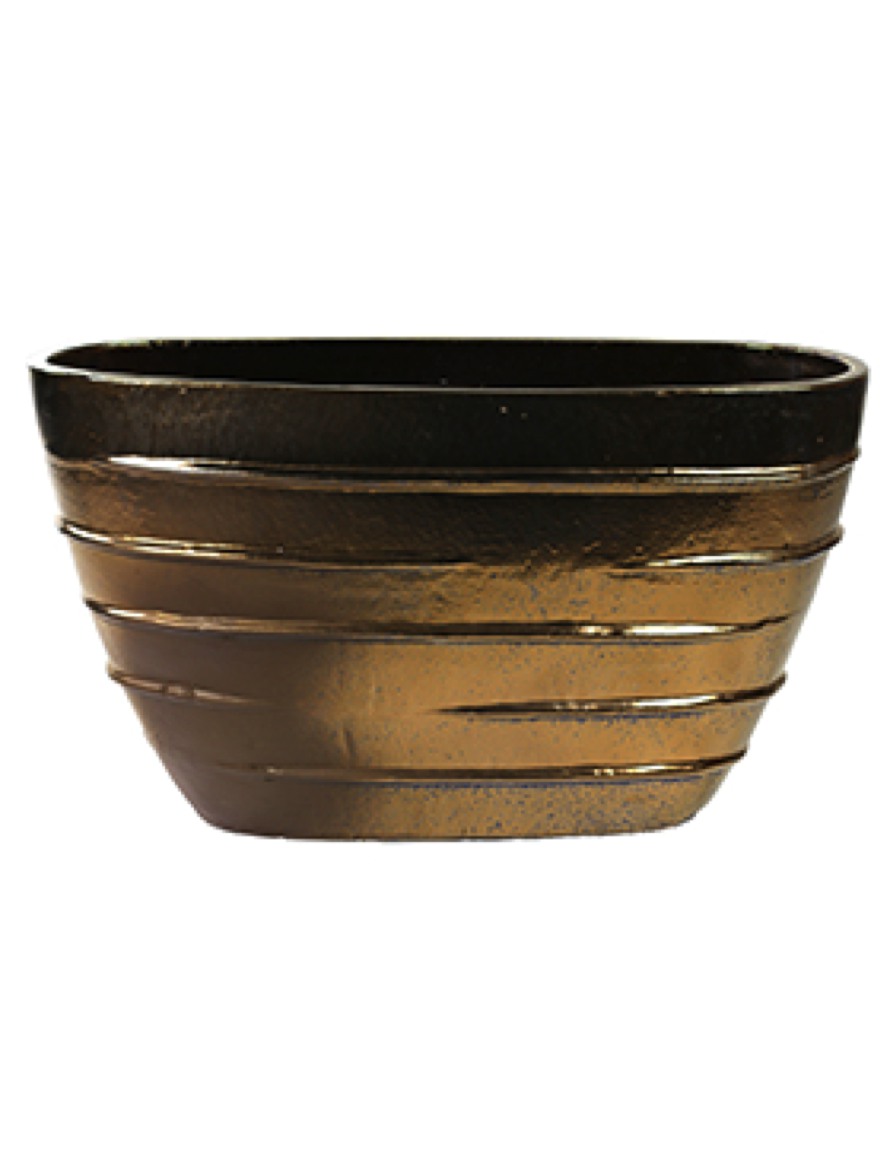 Beauty Oval  Pflanzvase Antique Gold Keramik  Terrapalme 