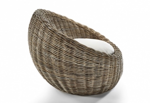 Rattan Loungesessel Rondo mit Kissen
