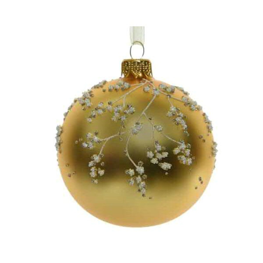 Glas Weihnachtskugeln Gold mit Glitzer 8 cm 6er Pack