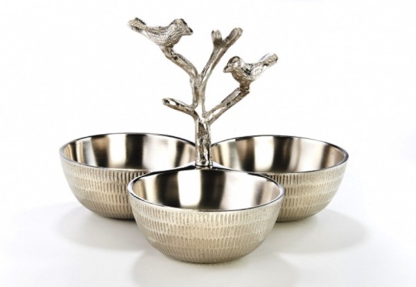 Zweig Dekoschale silber 27 cm