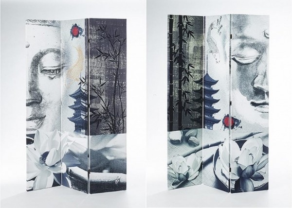 Canvas Paravent 3-tlg mit Holzrahmen