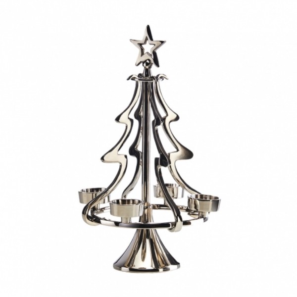 Kerzenhalter Weihnachtsbaum 36 cm aus Metall für 4 Teelichter