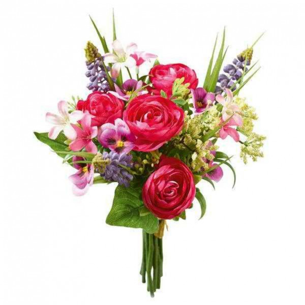 Ranunkel mit Muscari Strauß 25 cm - Kunstblumen Purple