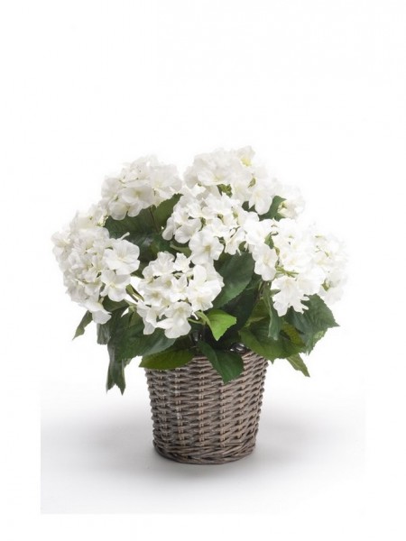 Hortensien Kunstblumenbusch im Korb