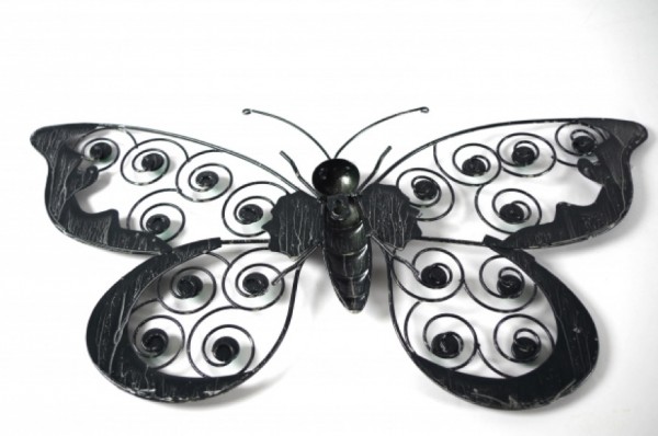 Deko Schmetterling Graubind aus Metall - 2er Set