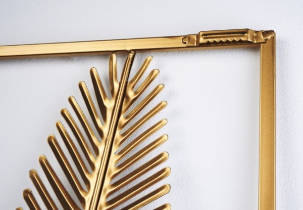 Metall Wandbild Golden Monstera 75 cm